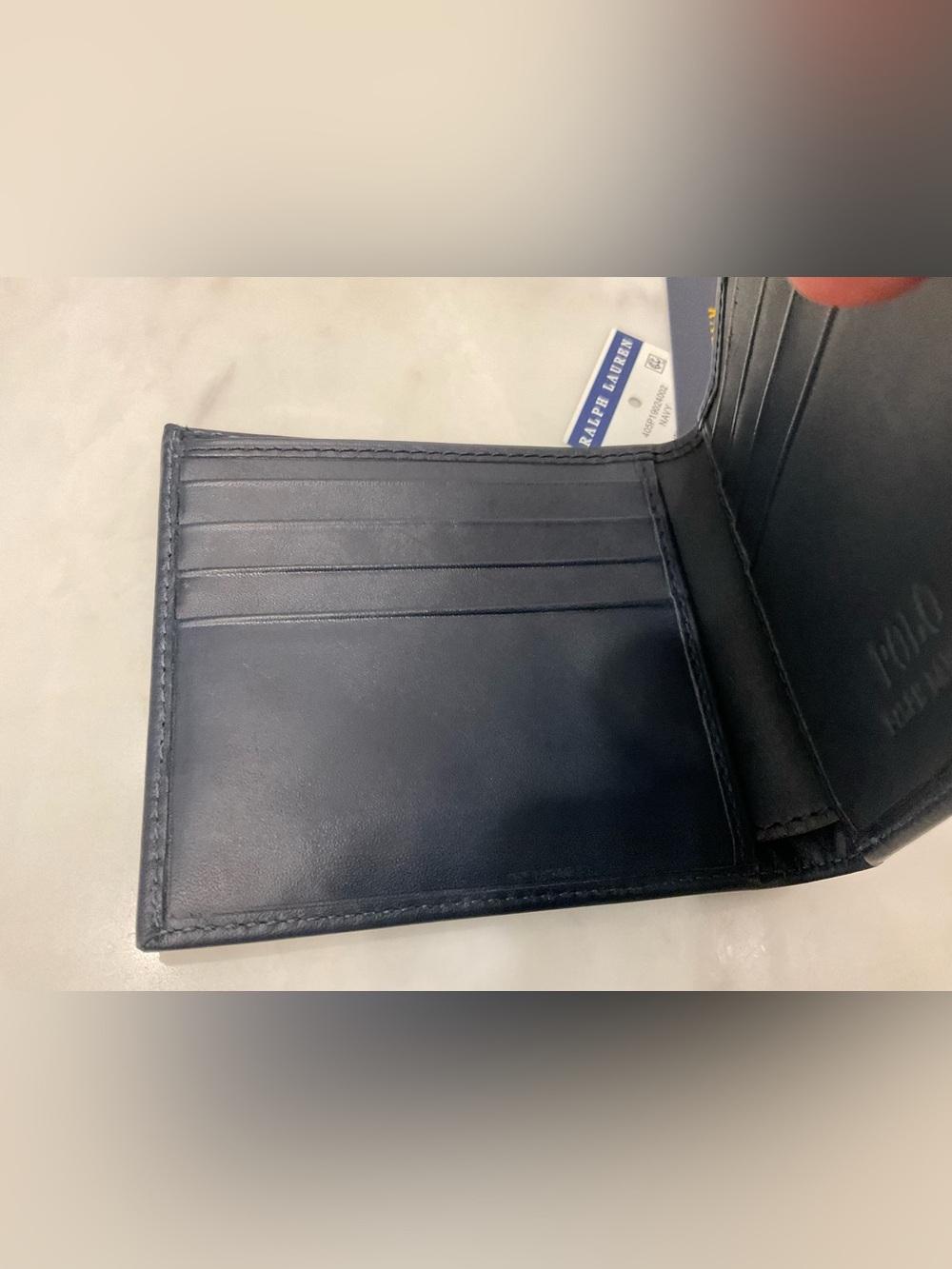 NEW Polo Ralph Lauren Navy Blue HERITAGE BEAR Leather Double Billfold Wallet - Picture 11 of 11